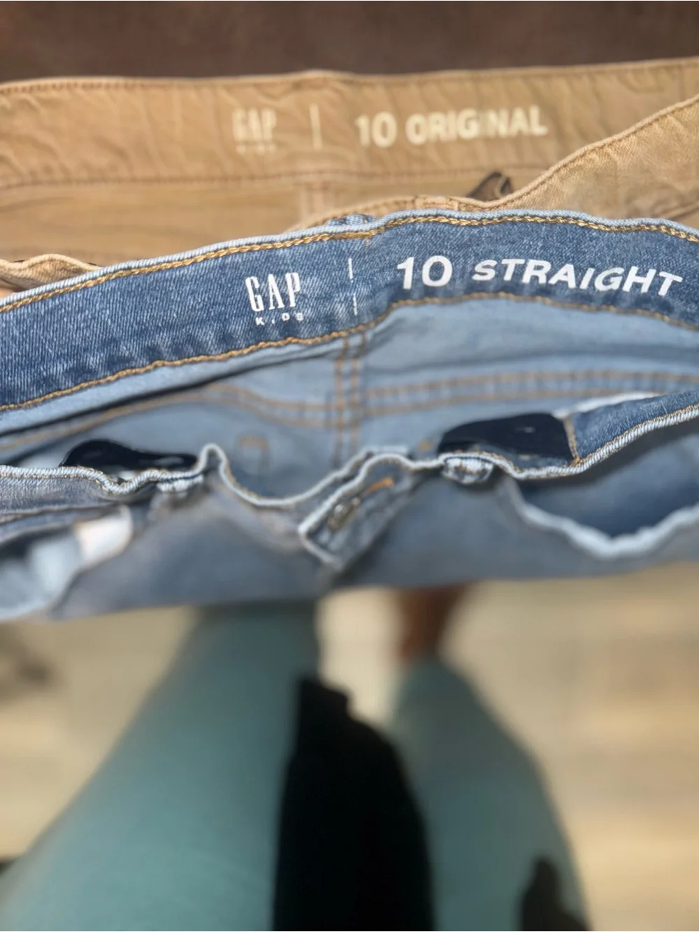 Lot of 2 Gap Kids Jeans Size 10 - Blue Straight & Tan Original Fit